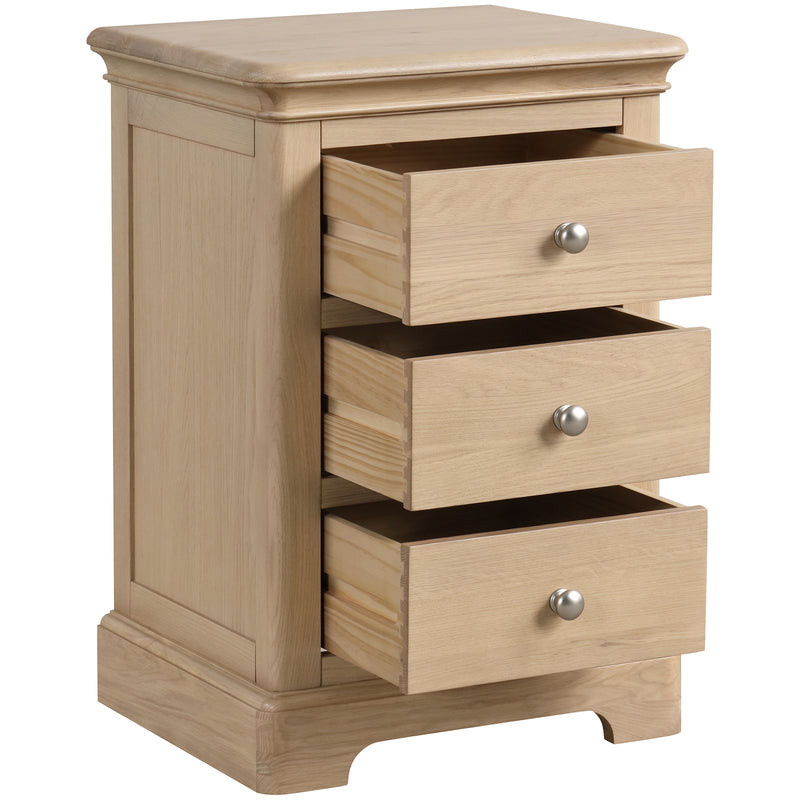 Cromford Oak 3 Drawer Bedside
