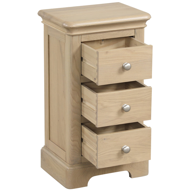 Cromford Oak 3 Drawer Compact Bedside