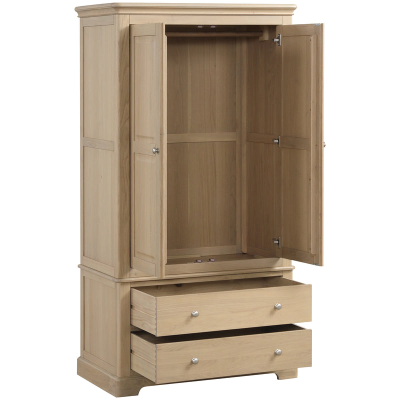 Cromford Oak 2 Drawer Double Gents Wardrobe