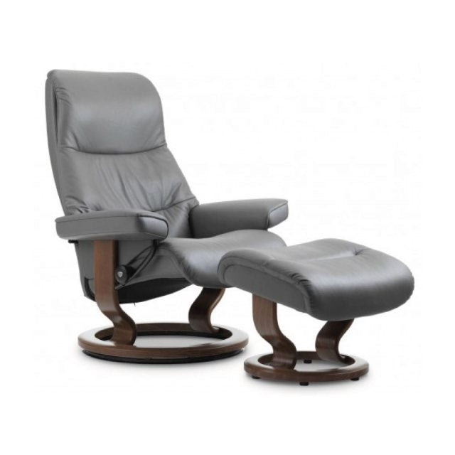 Stressless View Classic Chair With Footstool Shown in &