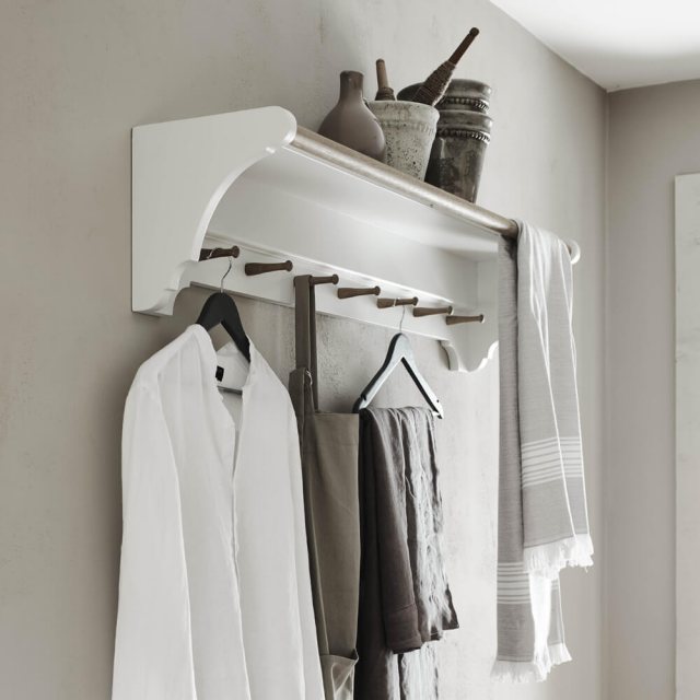 Neptune Chichester Laundry Shelf with 7 pegs in hallway