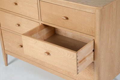 Ercol Teramo 5 Drawer Wide Chest available at Hunters Furniture Derby