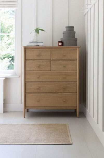 Ercol Teramo 7 Drawer Tall Wide Chest available at Hunters Furniture Derby