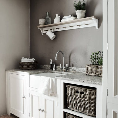 Neptune Chichester Laundry Shelf with 7 pegs in kitchen
