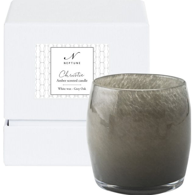 Neptune Christie Amber Scented Candle in Grey Oak