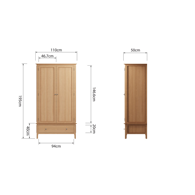 Tansley Large 2 Door Wardrobe available at Hunters Furniture Derby